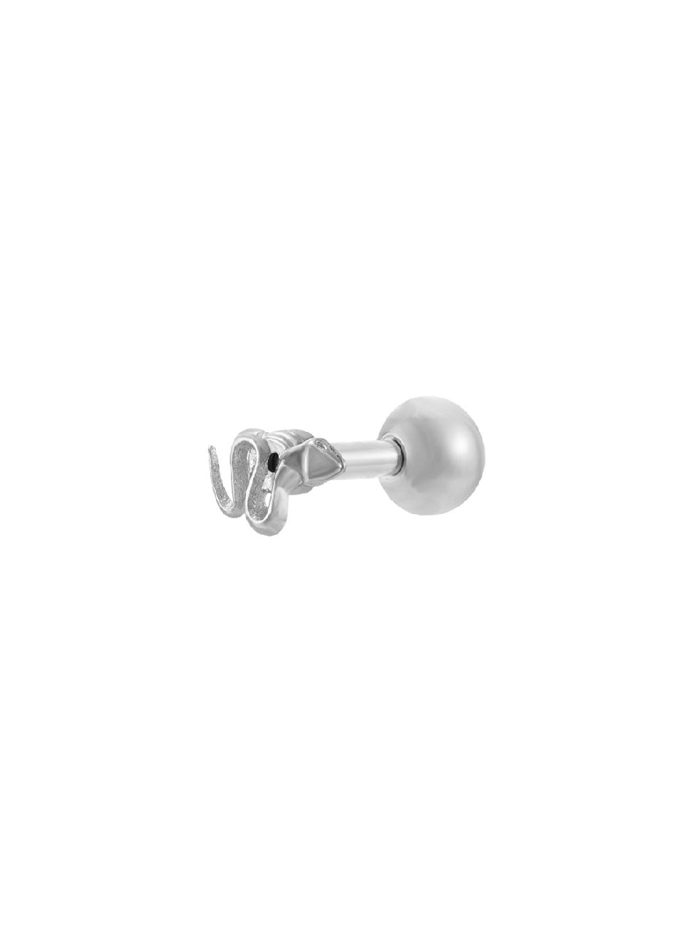 Pendiente piercing serpiente - acero plata rodiada