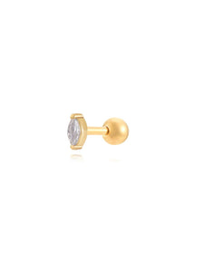 Pendiente piercing circonita 5mm - Acero dorado 316L baño oro 18k