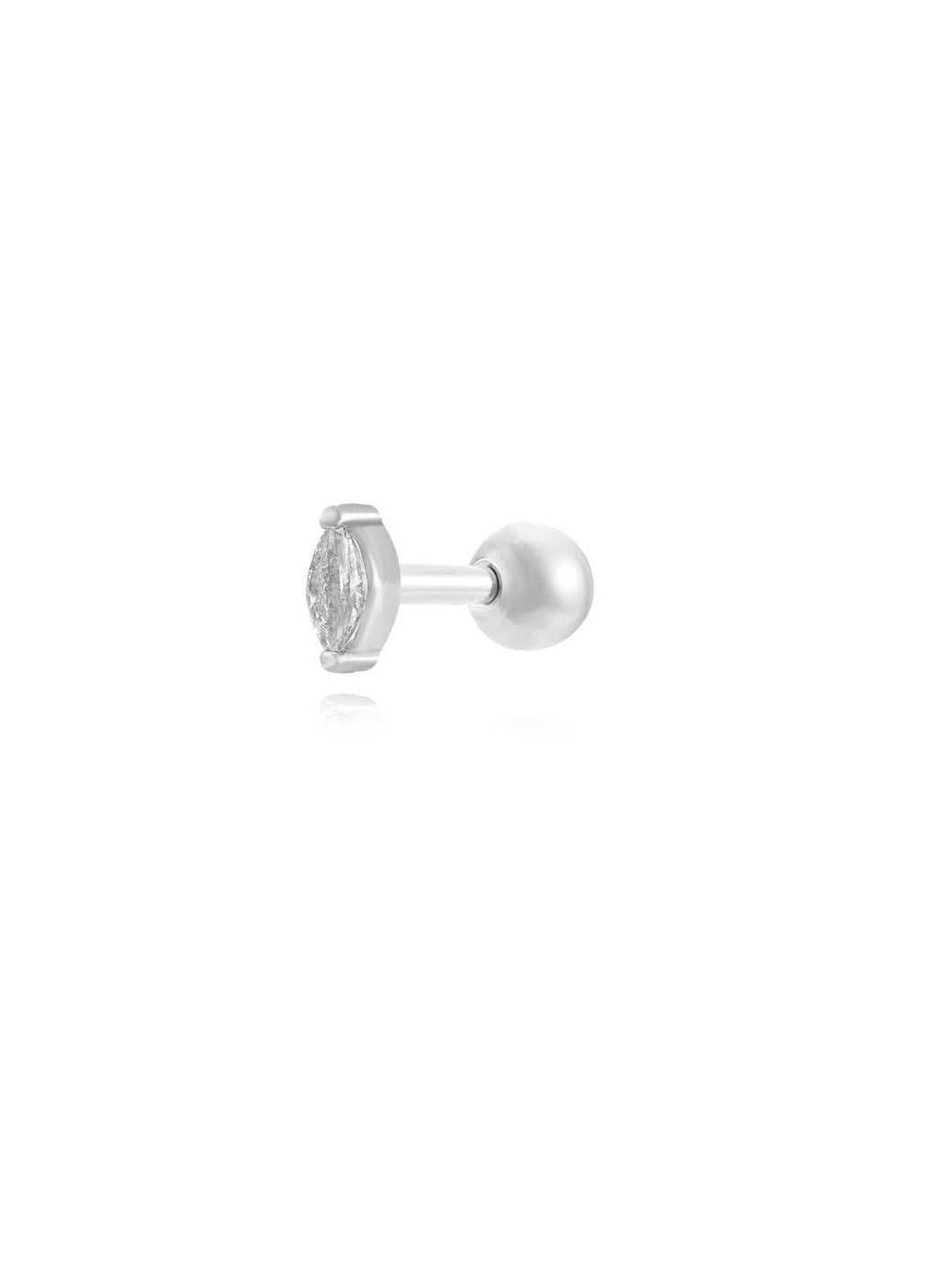 Pendiente piercing circonita 5mm - Acero rodiado