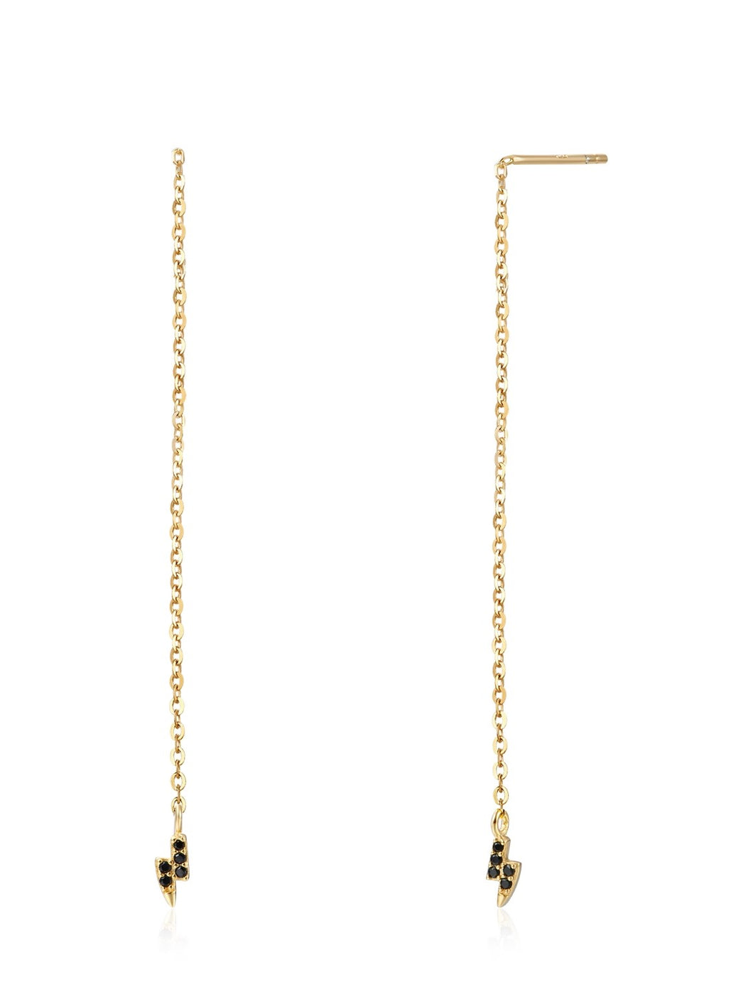 PENDIENTES CADENA RAYO CIRCONITA 55 mm - PLATA 925 BAÑO 24K - par 22€ unidad 11,50€