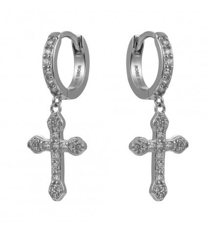 Pendientes aro cruz circonitas 12 mm - Plata 925 - par 30€ unidad 15,50€