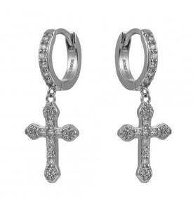 Pendientes aro cruz circonitas 12 mm - Plata 925 - par 30€ unidad 15,50€