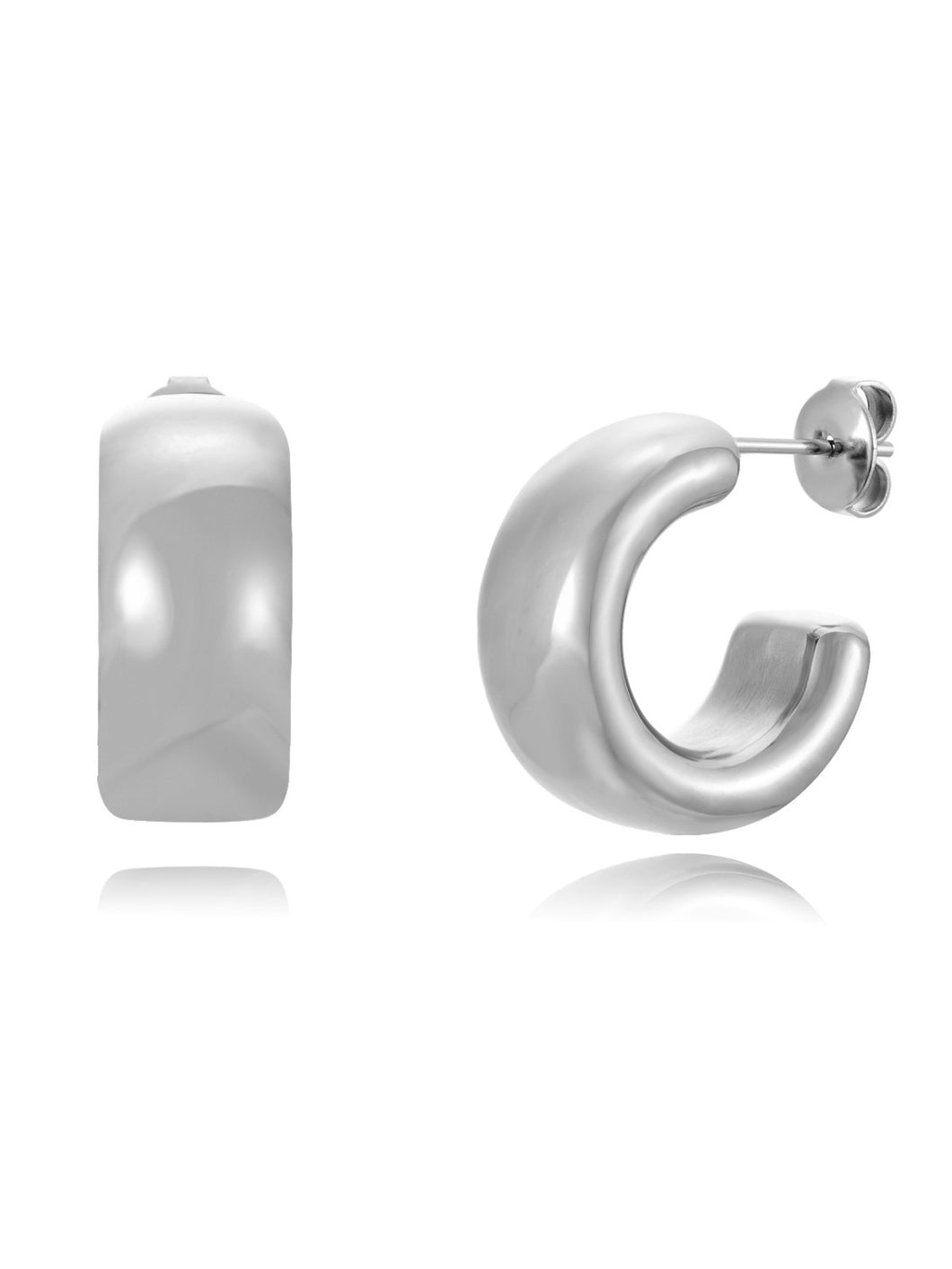 PENDIENTES AROS 20MM - ACERO DORADO INOXIDABLE PLATA RODIADA