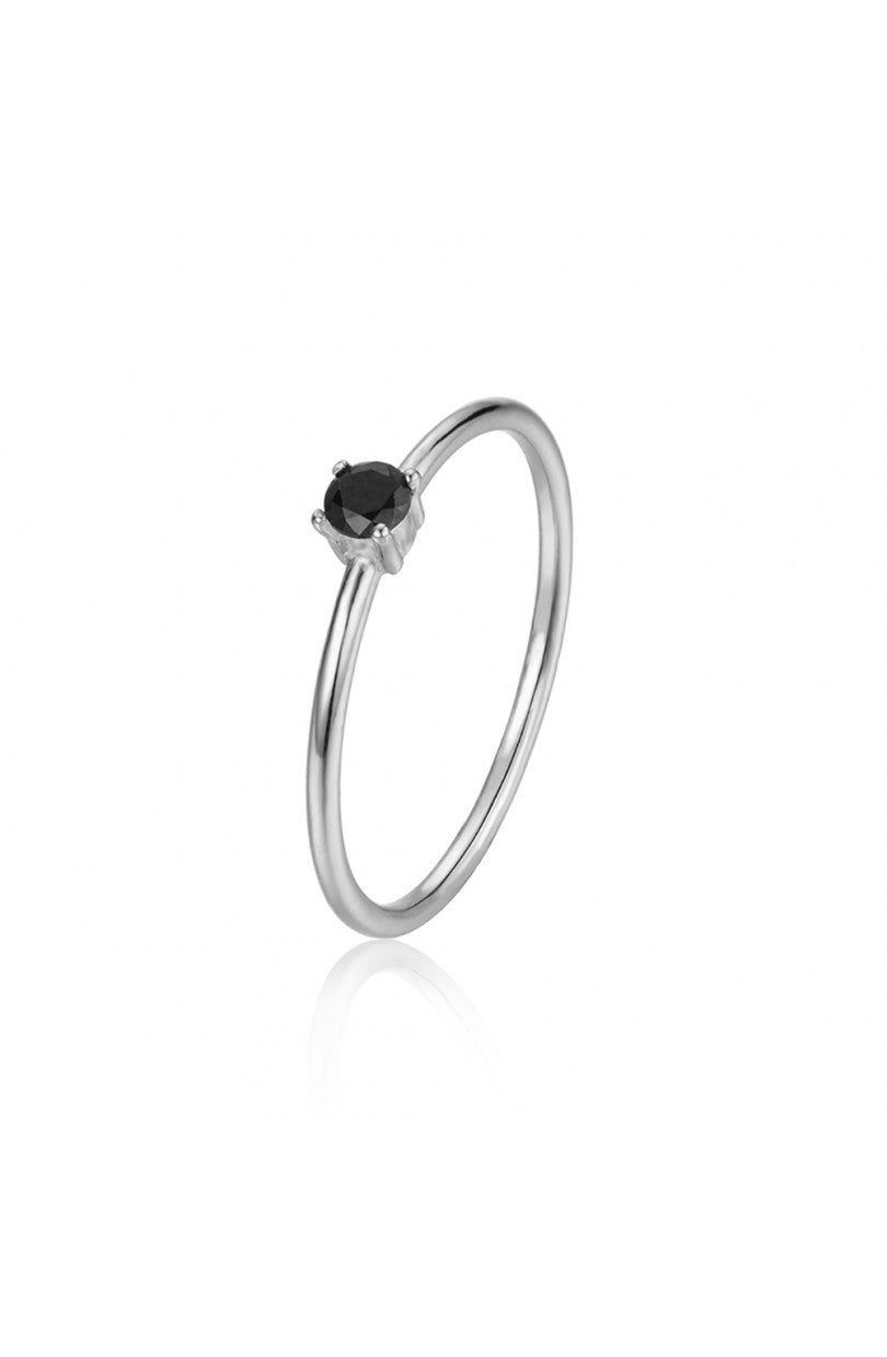 Anillo circonita negra · Plata 925 · Talla 10 y 12