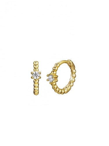Pendientes aro bolitas circonita 11 mm - Plata 925 baño oro 18k - par 25€ unidad 13€