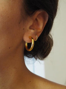 Pendientes aros 25 mm · Acero dorado 316L  baño oro 18K