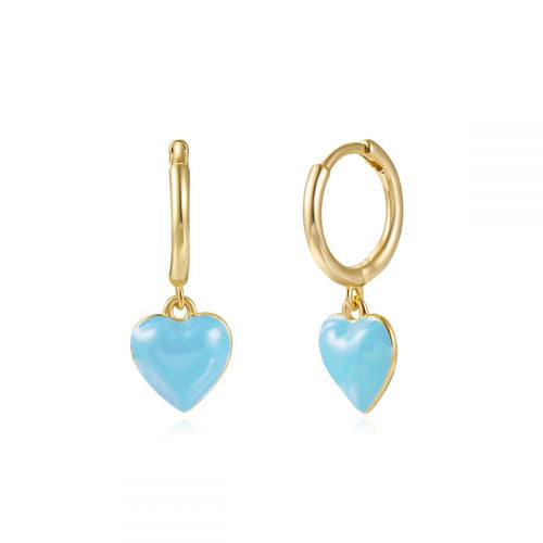 Pendiente aro corazón turquesa - 11 mm - Plata baño oro 18K - par 30€ unidad 15,50€