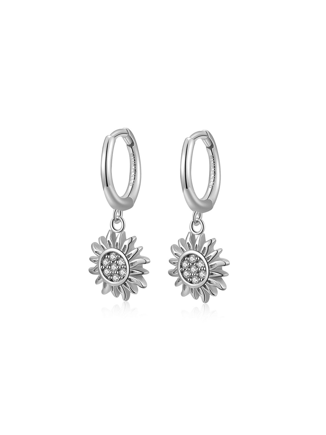 Pendiente aro girasol circonitas 11,5 mm - Plata 925 - par 25€ unidad 13€