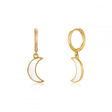Cargar imagen en el visor de la galería, PENDIENTES ARO LUNA BLANCA - 11 mm - PLATA 925 BAÑO ORO 24K - par 30€ unidad 15,50€