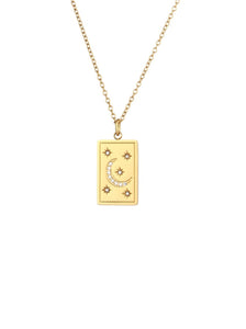 Collar "Fly me to the moon" - Acero dorado 316L baño oro 18k