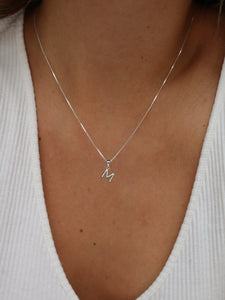 Charm letra con circonitas (sola o con cadena) • Plata 925 • todas las letras disponibles
