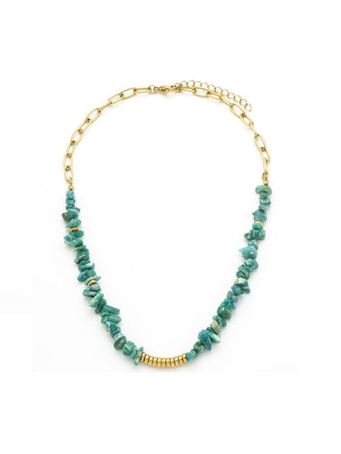 Collar Amazonita • Acero dorado 316L baño oro 18K