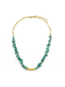 Collar Amazonita • Acero dorado 316L baño oro 18K