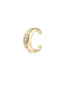 PENDIENTE EAR CUFF CIRCONITAS - PLATA 925 BAÑO ORO 24K