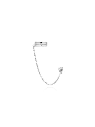 Pendiente ear cuff circonita cadena - Plata 925