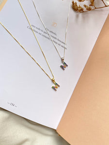 Charm letra con circonitas (sola o con cadena) • Plata 925 • todas las letras disponibles