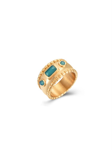 Anillo Casablanca · Acero dorado 316L baño oro 18k · Talla 10, 12, 14, 16 y 18