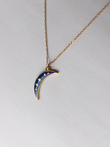 Collar CHAOUEN (una luna) - Plata 925 baño oro 18K