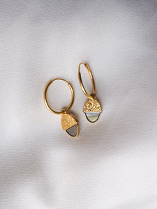 Pendientes aro 18mm bellotera  - Plata 925 baño oro 18k