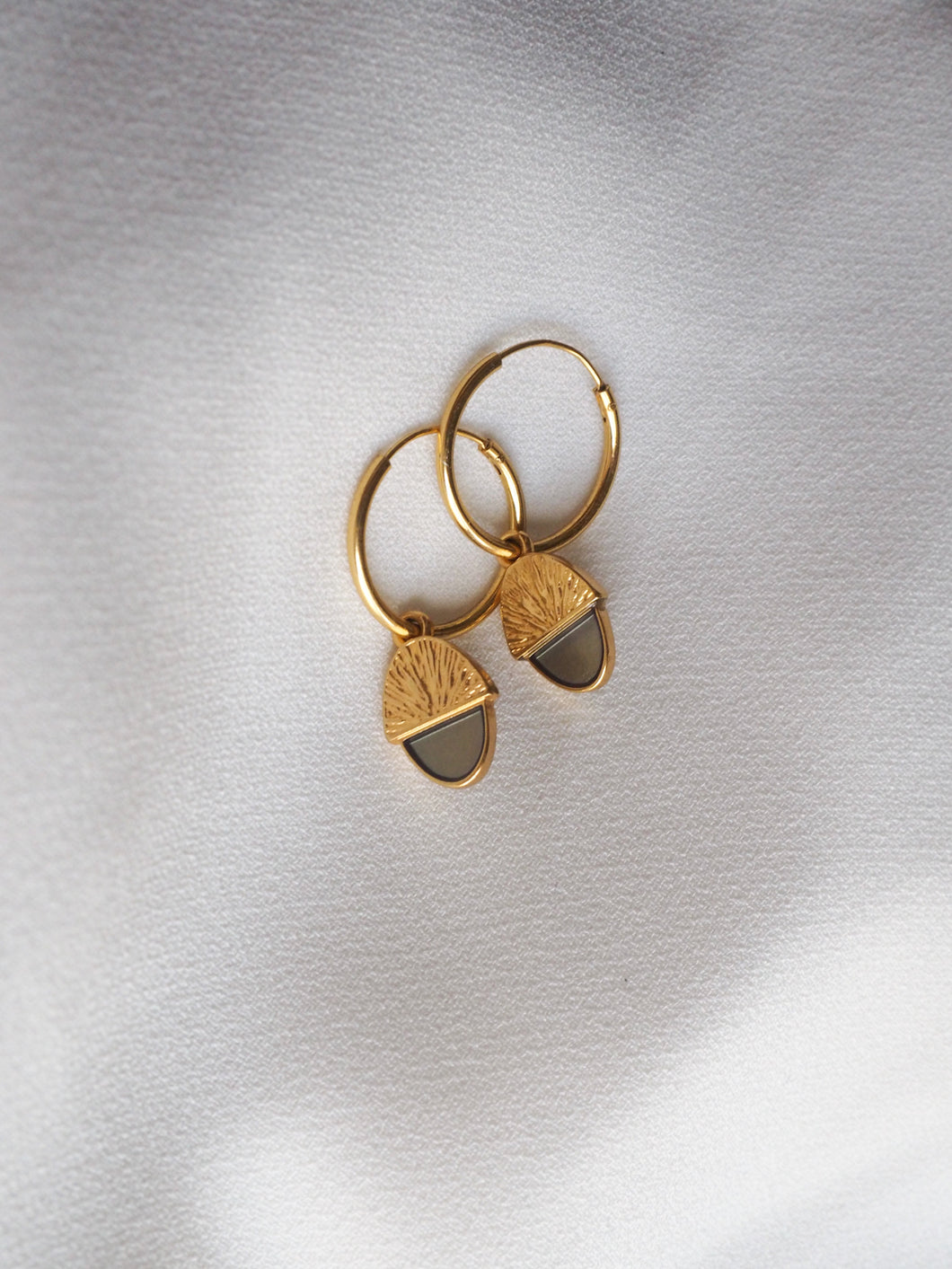 Pendientes aro 18mm bellotera  - Plata 925 baño oro 18k