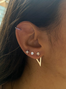 Pendientes rombo circonita - Plata 925 baño oro 18K