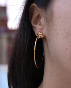 Pendientes AROS ESTRELLA • acero dorado baño oro 18K