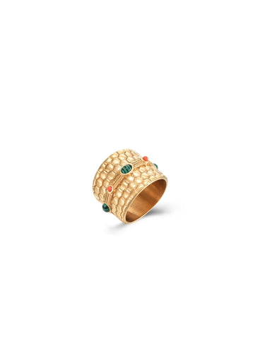 Anillo Tánger - Acero dorado 316L baño oro 18k - Talla 12 y 16