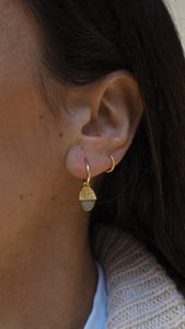 Pendientes aro 14mm bellotera  - Plata 925 baño oro 18k