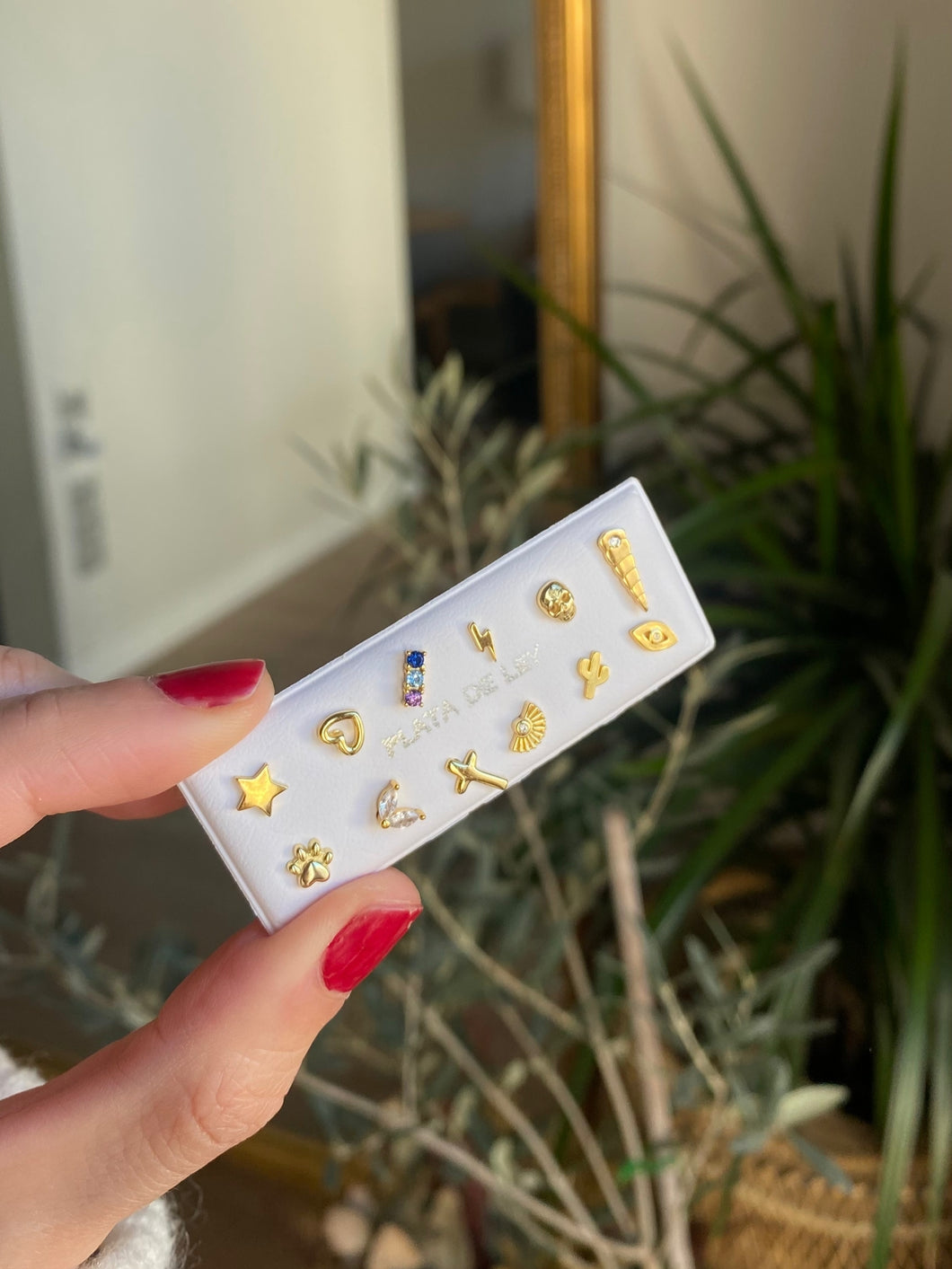 Pack pendientes mini - 12 unidades - Plata de Ley 925 baño oro 24k