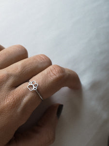 Anillo HUELLA benéfico SOS PERRERA - acero inoxidable baño plata rodiado