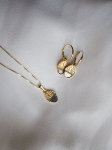 PACK: Collar + Pendientes aros 14mm bellotera - Plata baño oro 18k