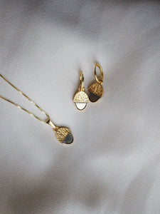 PACK: Collar + Pendientes aros click 12mm bellotera - Plata 925 baño oro 18k