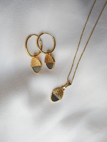 Pack: Collar + Pendientes aros 18mm BELLOTERA - Plata baño oro 18k