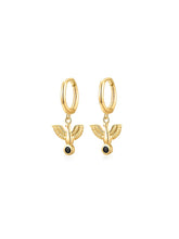Cargar imagen en el visor de la galería, Pendientes aro 11mm- Águila circonita negra - plata 925 baño oro 18k - par 25€ unidad 13€
