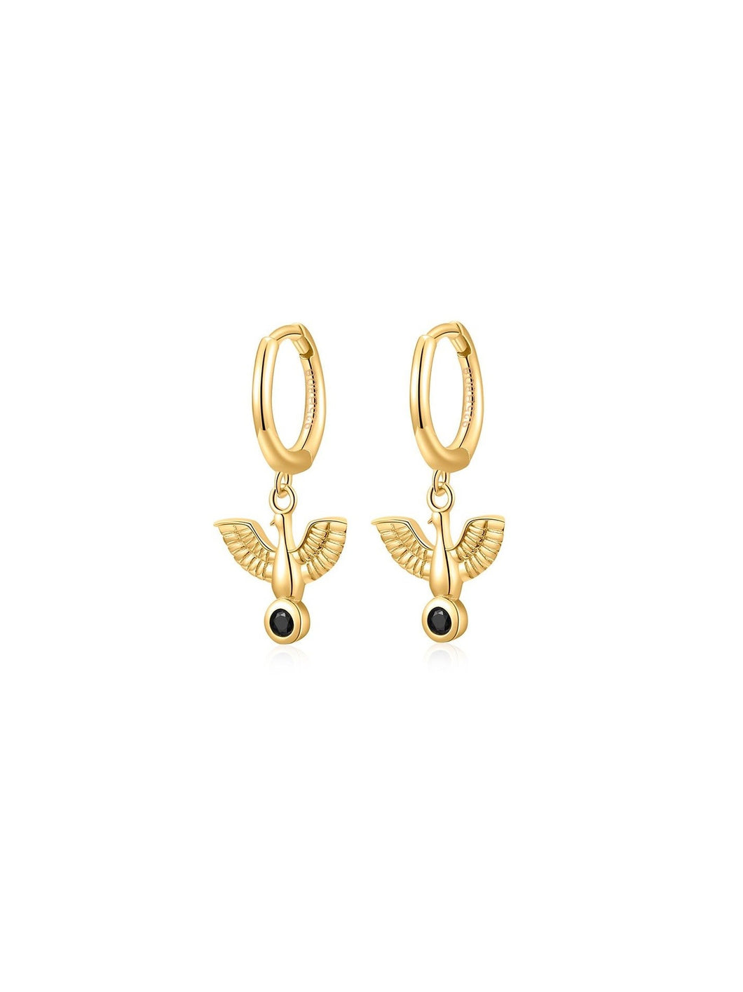 Pendientes aro 11mm- Águila circonita negra - plata 925 baño oro 18k - par 25€ unidad 13€