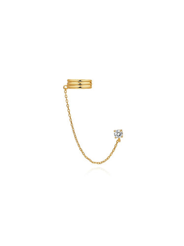 Pendiente ear cuff circonita cadena - Plata 925 baño oro 18K