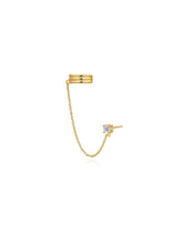 Cargar imagen en el visor de la galería, Pendiente ear cuff circonita cadena - Plata 925 baño oro 18K