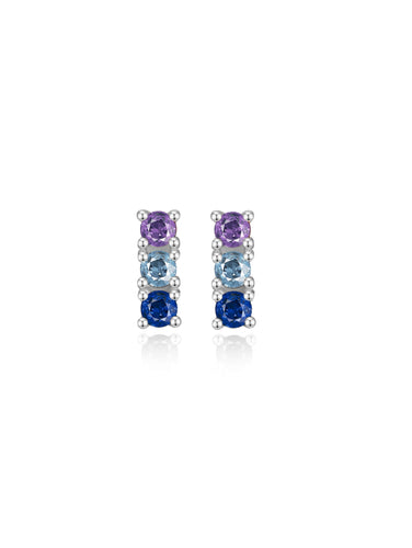 Pendiente palo circonitas colores - Plata 925 - 19€ par 10€ ud