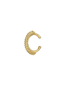 PENDIENTE EAR CUFF BOLITAS 12 mm - PLATA 925 BAÑO ORO 24K