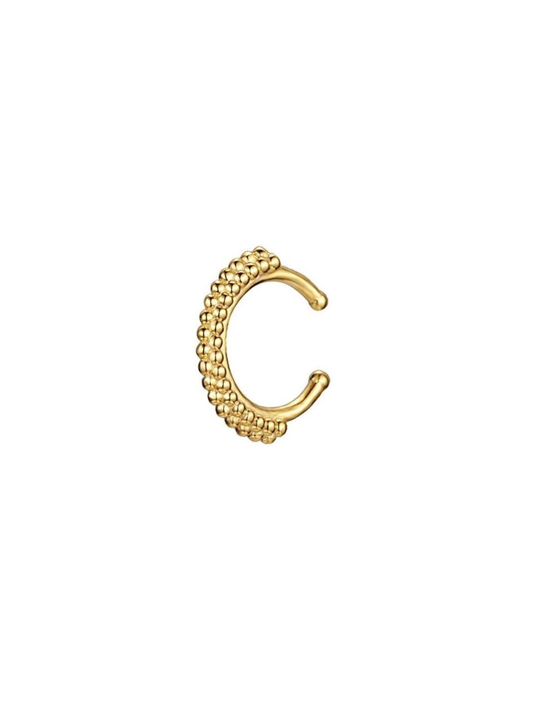 PENDIENTE EAR CUFF BOLITAS 12 mm - PLATA 925 BAÑO ORO 24K