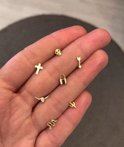 Pendientes calavera - Plata 925 baño oro 18K - par 19€ unidad 10€