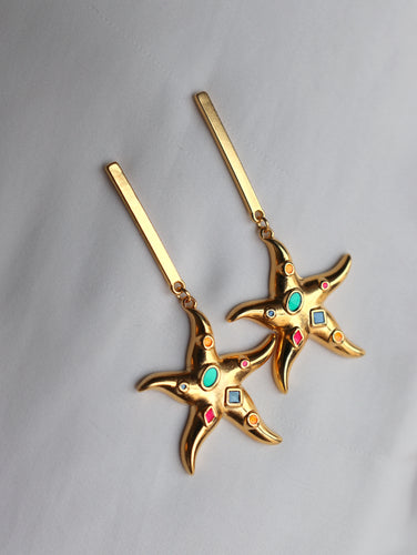 Pendientes BARRA FEZ - plata baño oro 24K