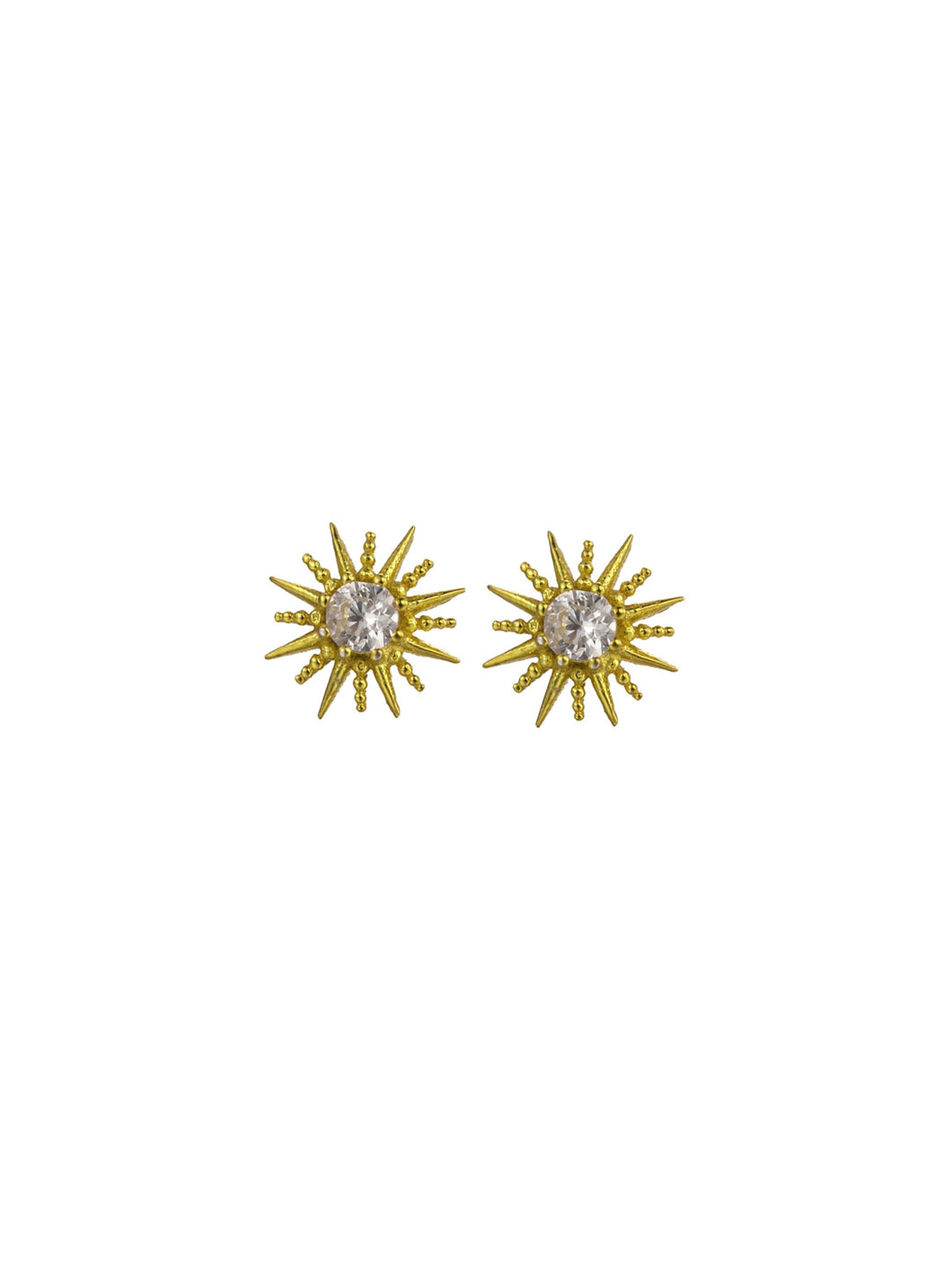 PENDIENTES ESTRELLA SOL CIRCONITAS - PLATA 925 BAÑO ORO 24K - par 16€ unidad 8,50€