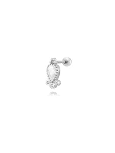 PENDIENTE PIERCING CIRCONITAS BLANCAS - PLATA 925